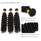 3 Natural Black Deep Wave Bundles Package